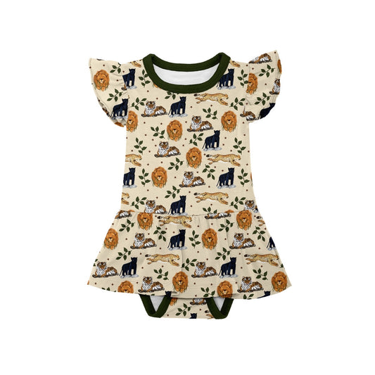 Baskin' With Big Cats Twirl Dress with Onesie