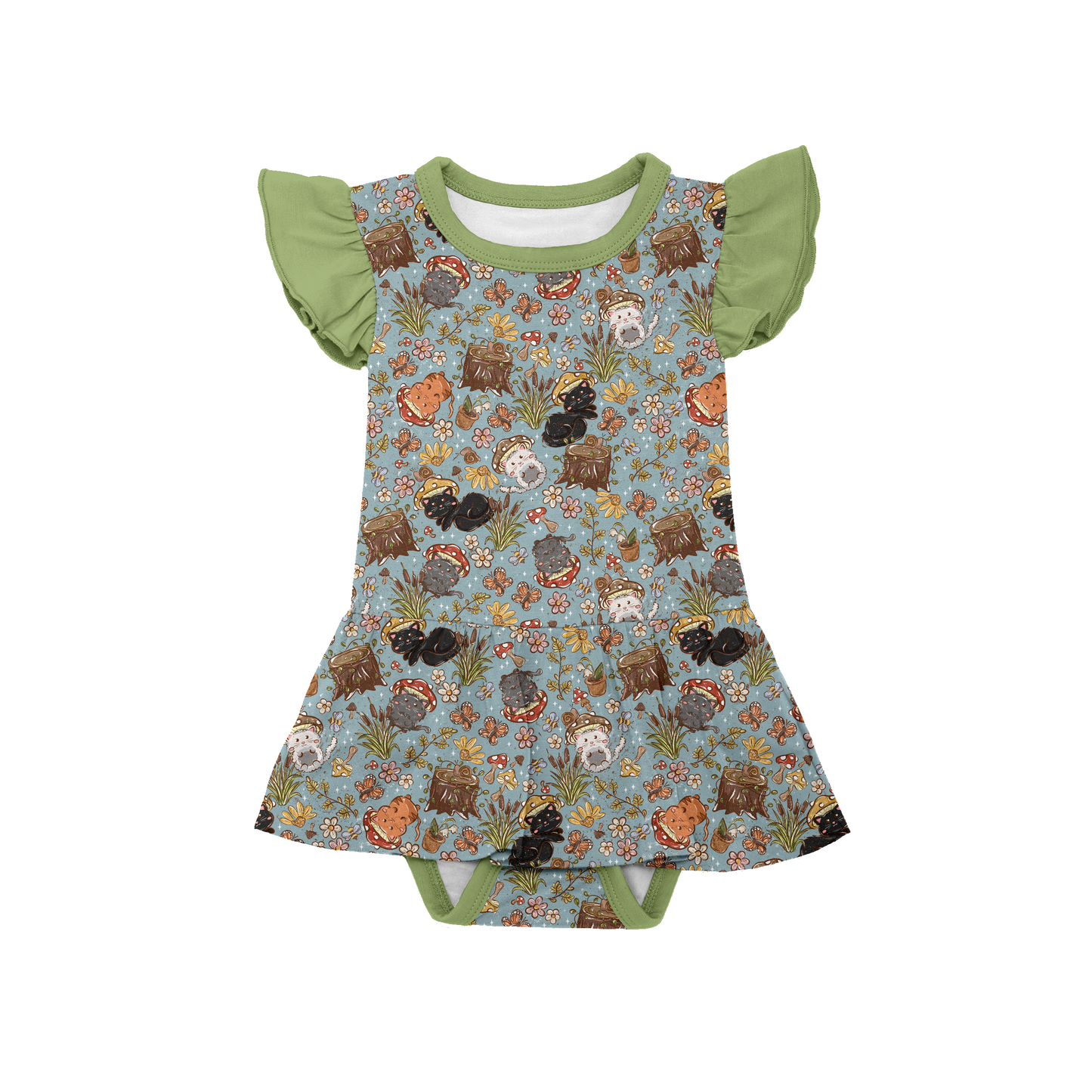 Mewshrooms Onesie Twirl Dress